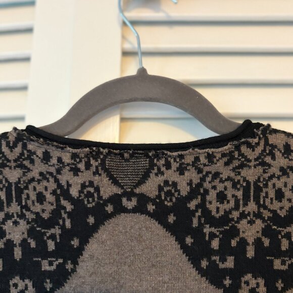 Schiffhauer cardigan sweater 42 tan black crewneck long sleeves snap closure - Picture 7 of 12